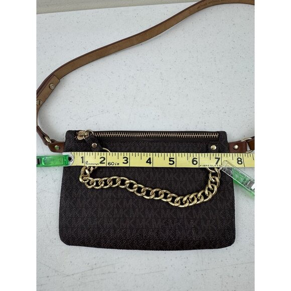 Michael Michael Kors Signature Logo Belt Bag Brown Gold Chain Fanny Pack XL - Picture 11 of 12